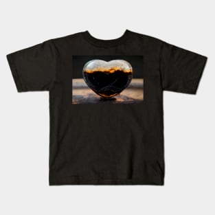 Black Broken Heart Art in Sunset /  Broken Hearts Unwind Designs Kids T-Shirt